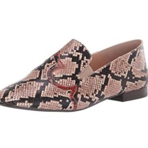 Snake Print Slip On Square Toe Moccasin Loafers